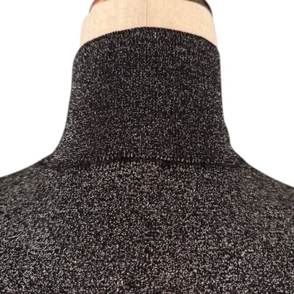 House of Harlow 1960 Women's Black Silver Lurex Metallic Dress Mock Neck Med NWT - Picture 13 of 15